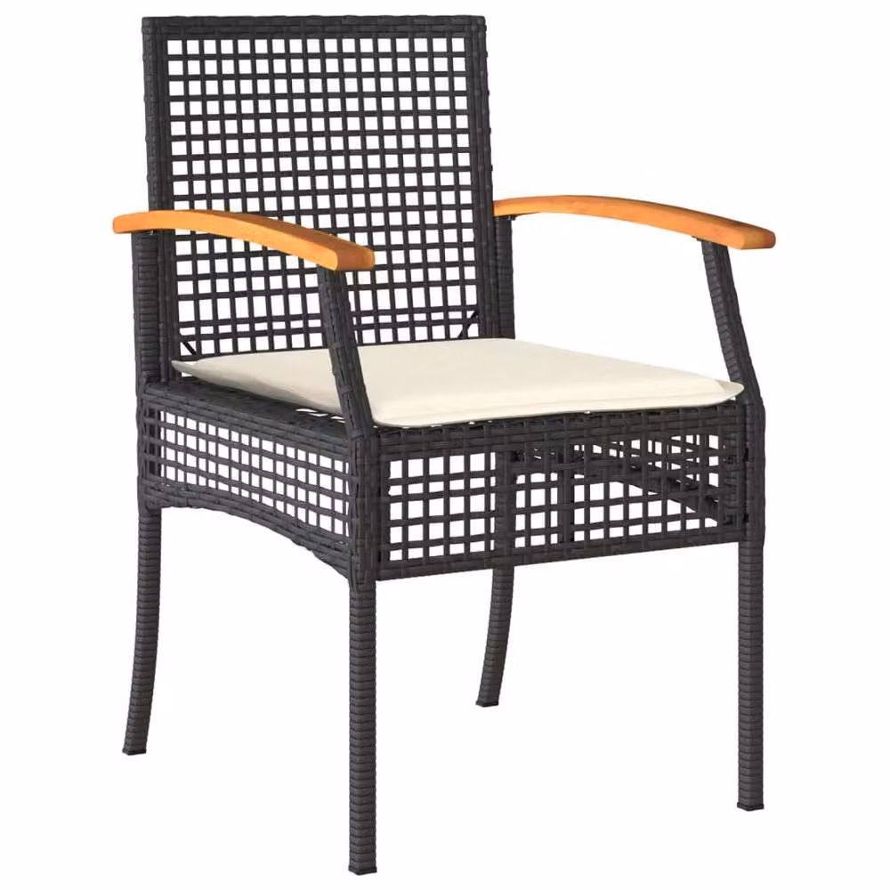 Berkfield Home 5 Piece Black Poly Rattan Garden Dining Set with Cushions – 2
