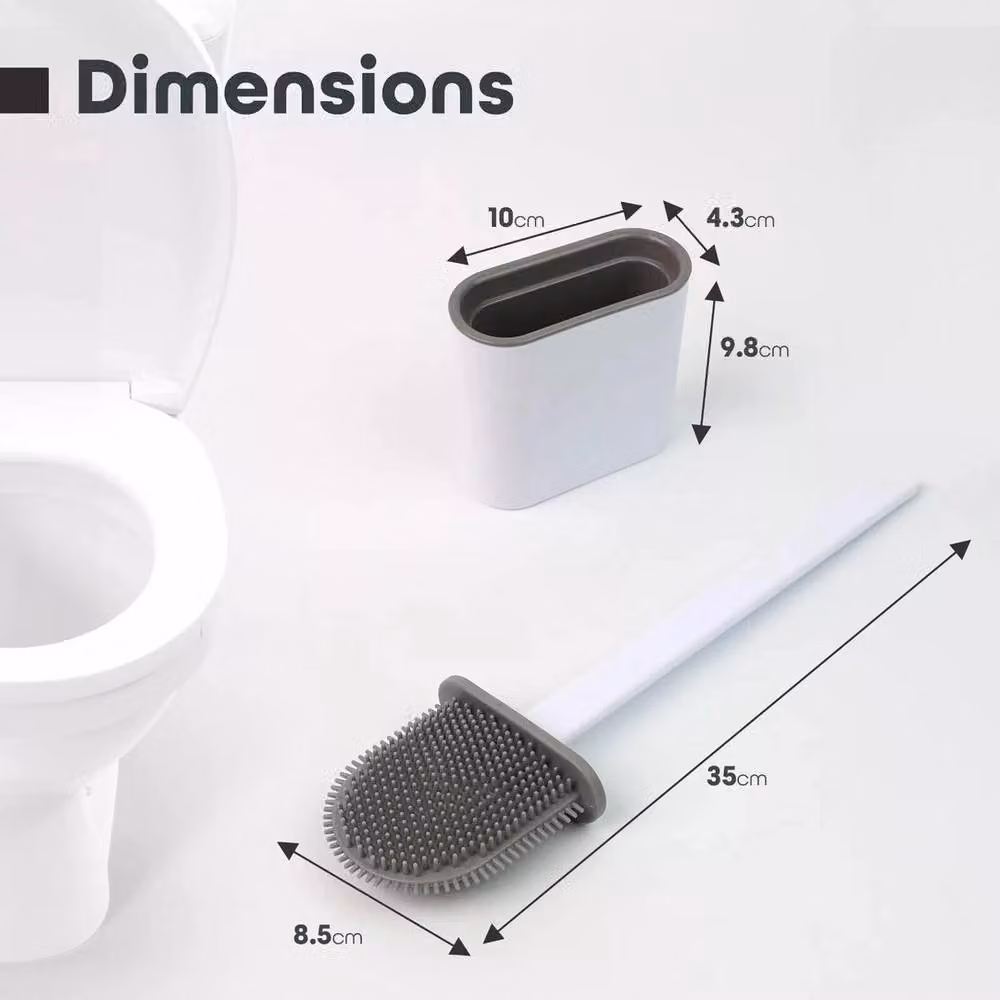 KORVIXA White Freestanding Toilet Brush and Cleaning Holder Set – 2
