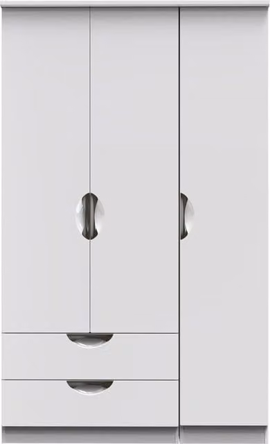 2 U Holborn Ready Assembled Triple Wardrobe with 2 Drawers in White