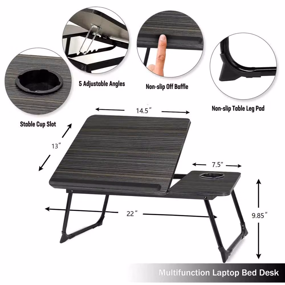 Kelvenix Folding Laptop Bed Table and Portable Computer Lap Desk Stand in Black – 2
