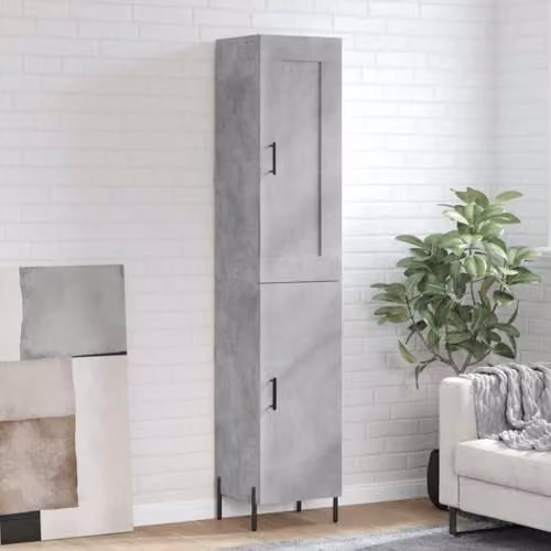 vidaXL Industrial Highboard in Concrete Grey, W/D/H: 34.5 x 34 x 180 cm – 2