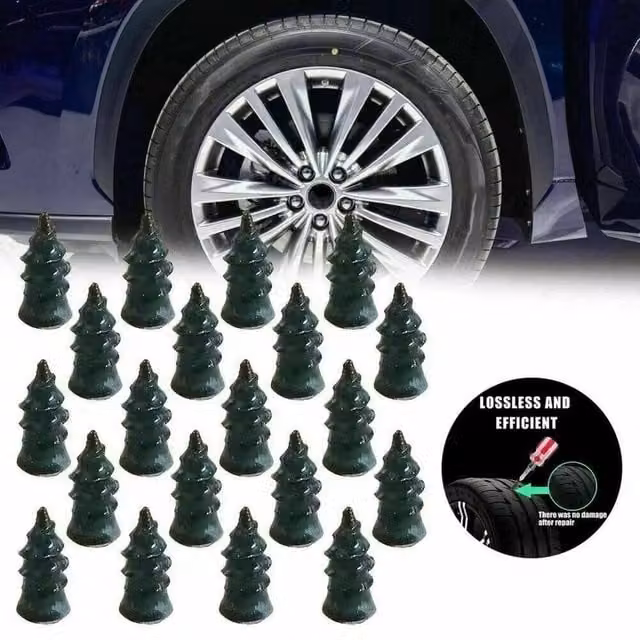SPETLEK Tire Repair Screw and Rubber Plug Set, Green, 10 Small and 10 Large Steel Nails