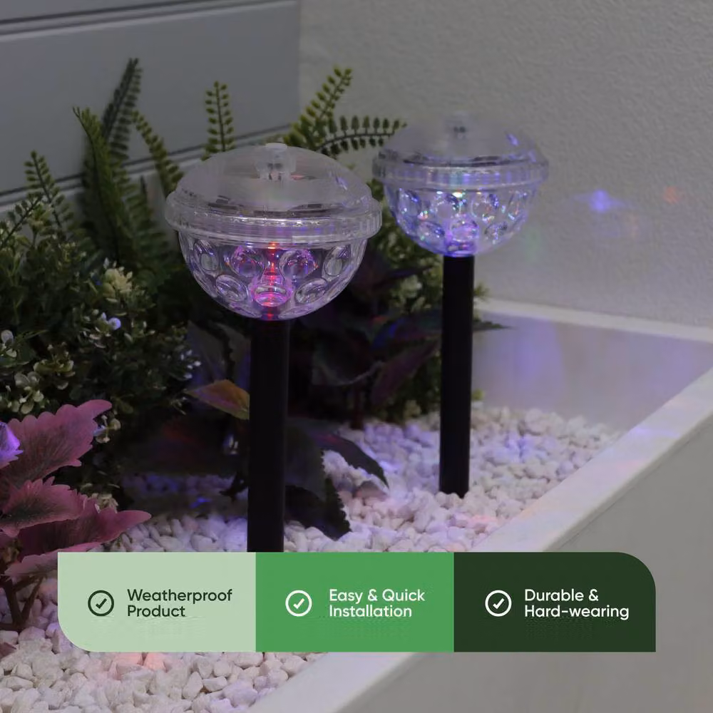 Gardenwize Pack of 2 Multicolour Solar Disco Stake LED Lights with Dusk Sensor – 2