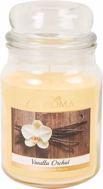 True Aroma Vanilla Orchid Mason Jar Candle in Beige and White