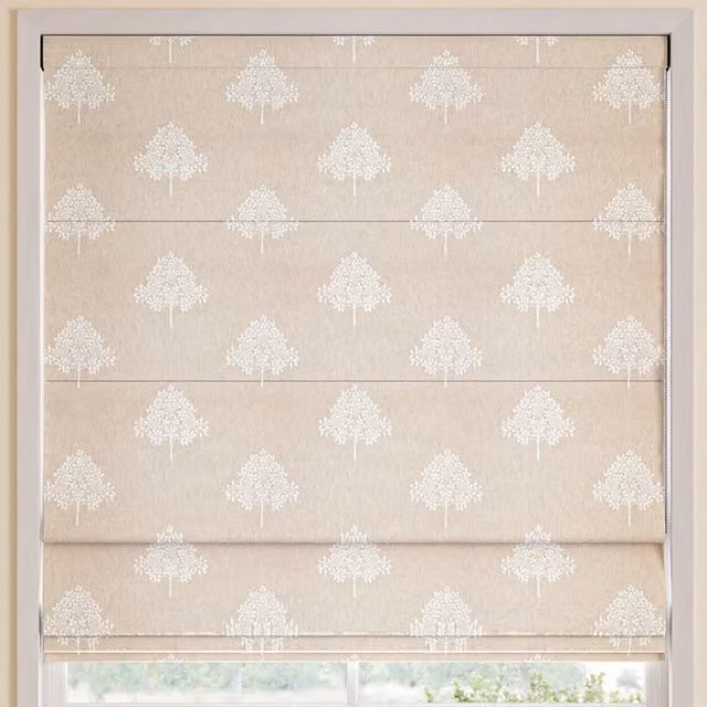 William Morris At Home Marigold Tree Embroidery Made to Measure Blackout Roman Blind in Chalk and Beige