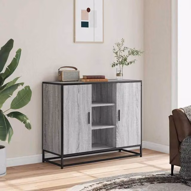 Berkfield Home Grey Sonoma Sideboard in Engineered Wood, W/D/H: 92 x 35 x 76 cm – 1