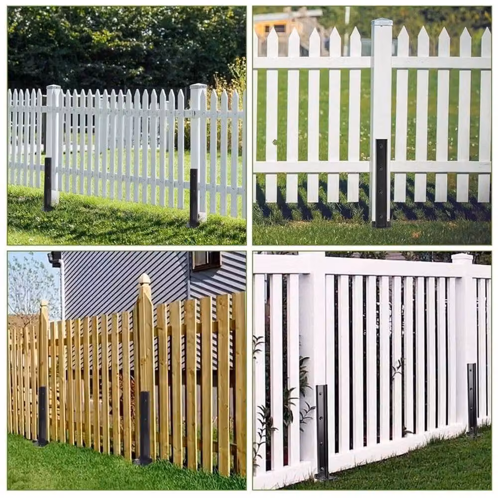 FLAVORA 4-Piece Steel Fence Post Ground Spikes in Black, H: 1000 cm, W: 52 cm – 4
