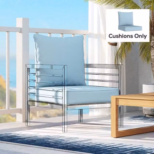 OUTSUNNY Fade Resistant Seat and Back Cushion Set in Blue – 1