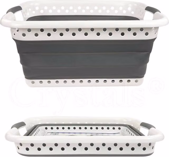 Crystals Collapsible Laundry Basket in Grey, 67l Capacity