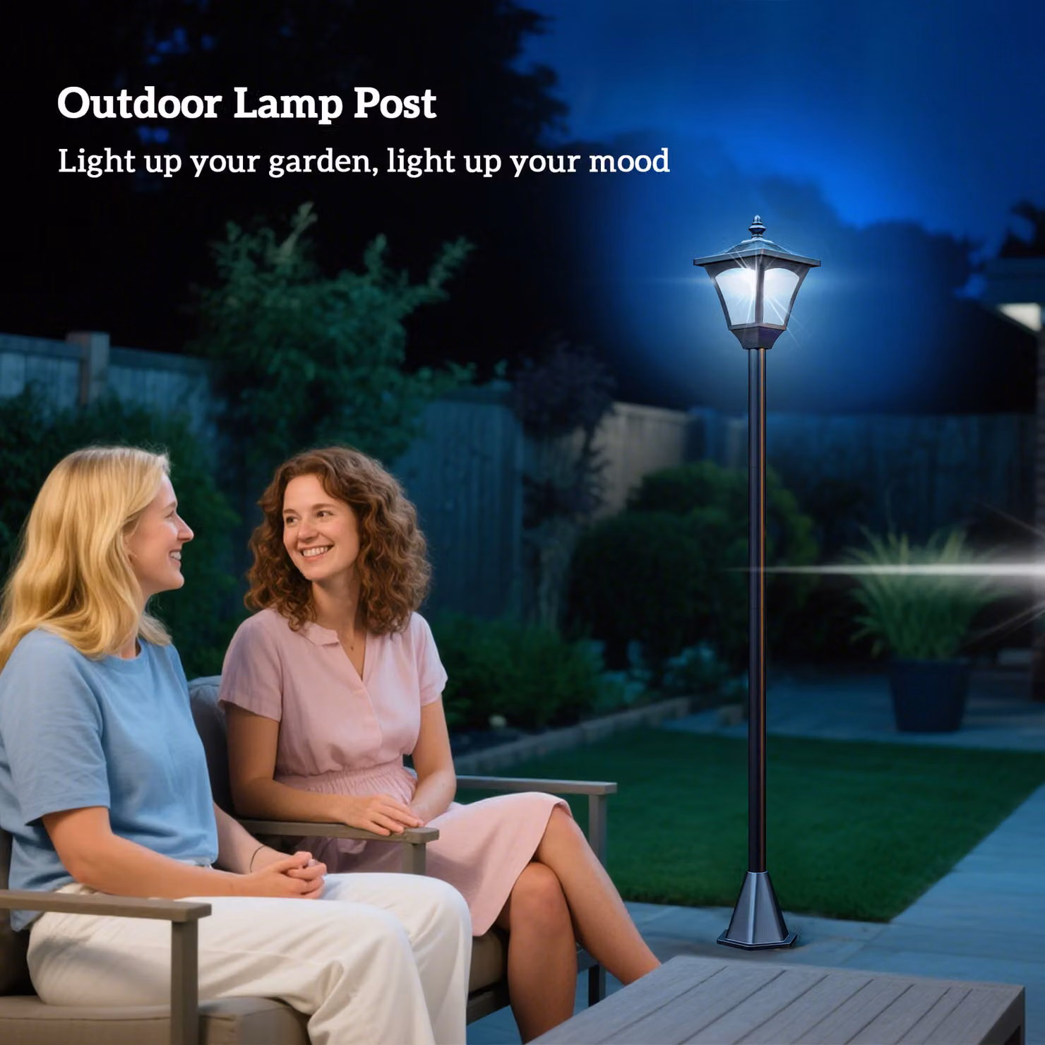 Outsunny Solar Powered LED Post Lamp, Dimmable Black Outdoor Bollard Lantern with Dusk Sensor, Height: 120 cm – 8