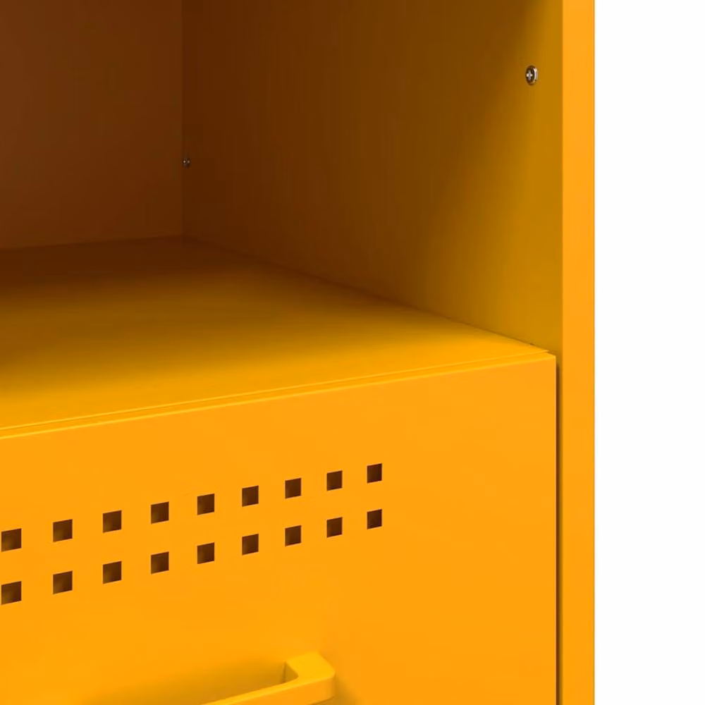 Berkfield Home Sturdy Metal Bedside Cabinets, 2 Pack, Mustard Yellow, W: 39 cm, D: 39 cm, H: 50.5 cm – 3