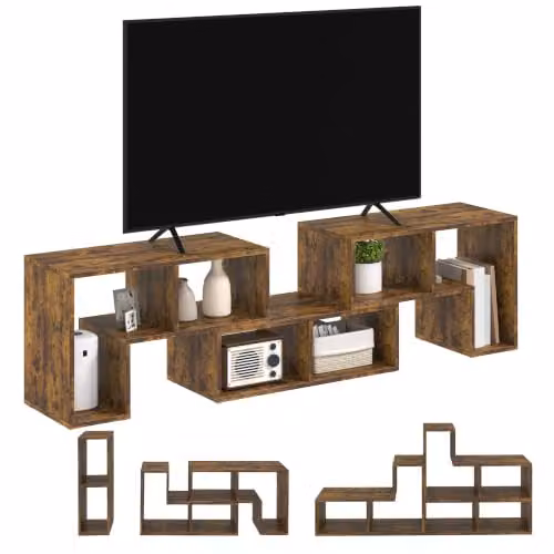 HOMCOM Rustic Brown TV Stand for Televisions up to 75 Inches – 7