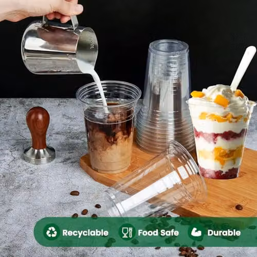 ECONX 100 x 355 ml Transparent Plastic Smoothie Cups with Dome Lids – 2