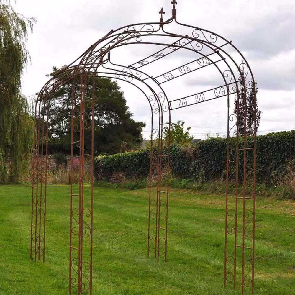 Ascalon Design Ltd FL-DE-LYS Arch Tunnel Climbing Frame and Growing Aid in Brown Rusty Metal, W: 145 cm, D: 240 cm, H: 240 cm – 2