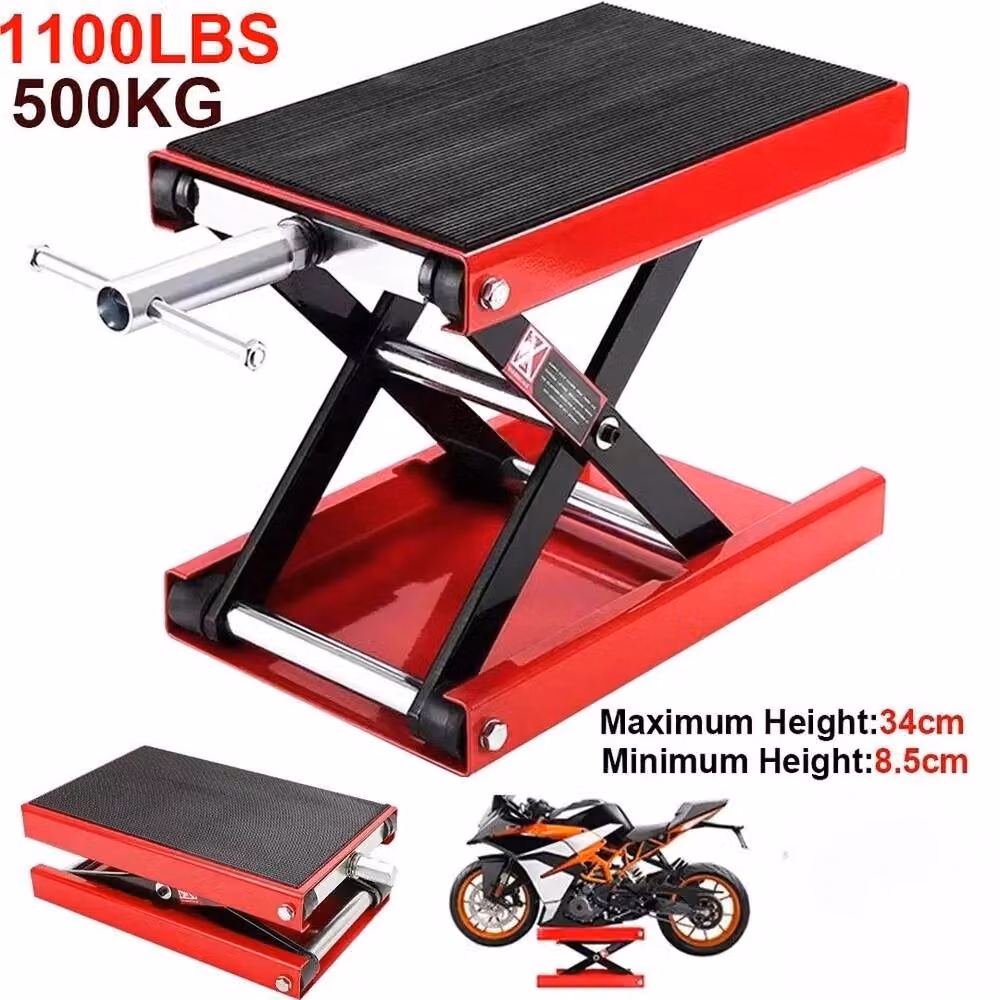 FLAVORA Red Height Adjustable Motorbike Workshop Table Bench with 500kg Capacity – 4