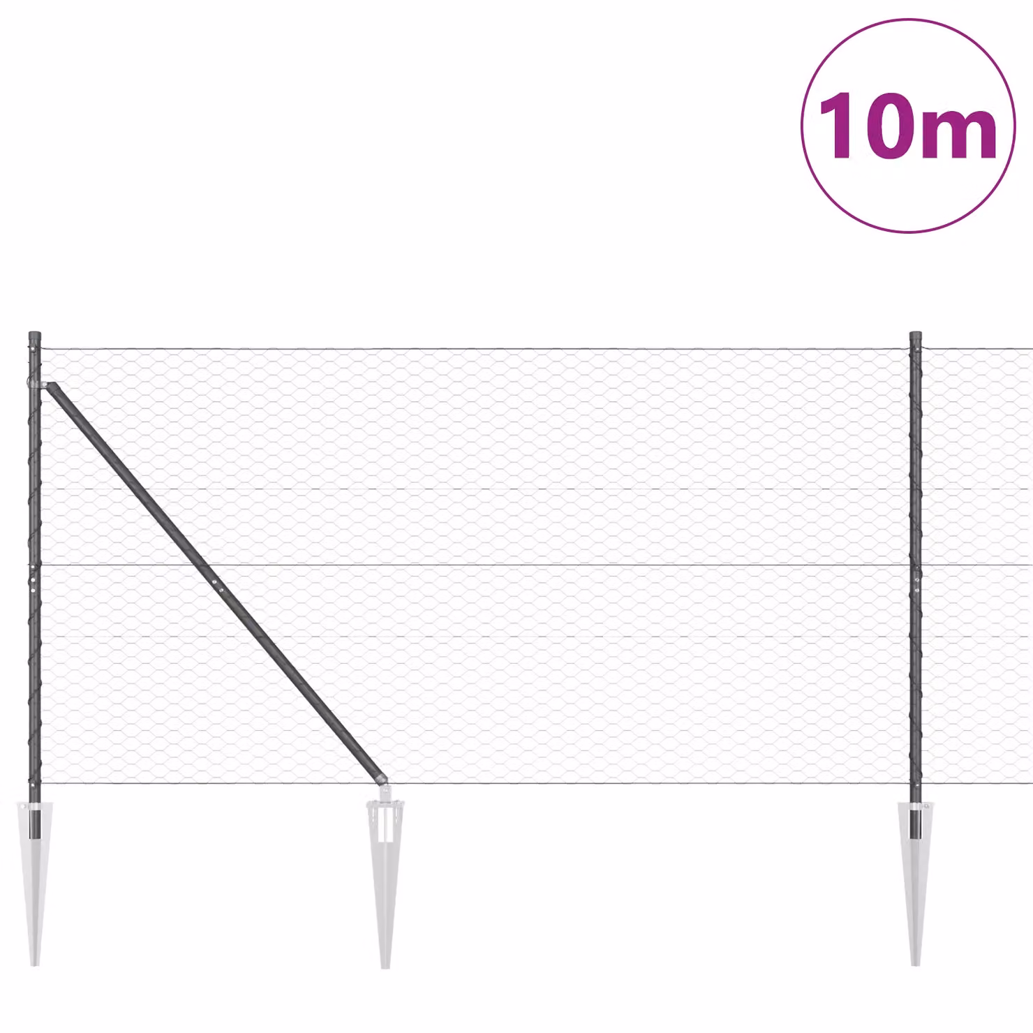 Berkfield Home Hexagon Steel Fence, Grey, H 140 cm x W 10 m – 3