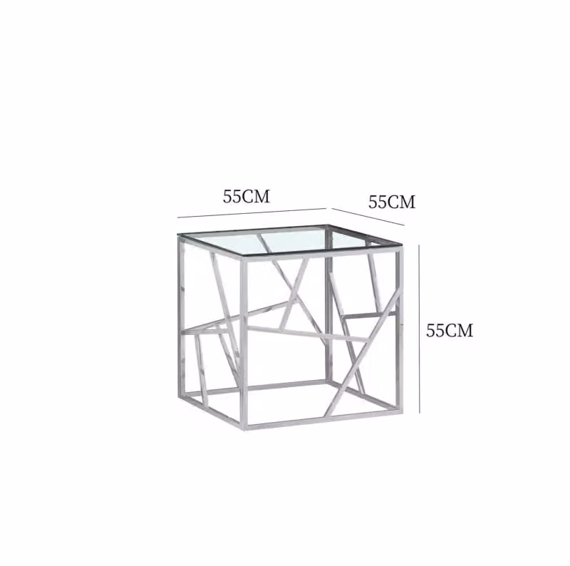 Comfy Living Ltd Silver Metal and Glass Square End or Side Table – 2