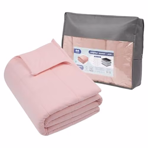 Harbour Housewares Pink Weighted Blanket with Glass Bead Filling and Storage Bag, W/D/H: 125 x 180 cm, 6kg – 1