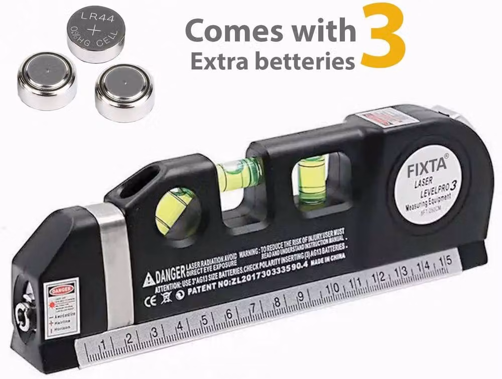 ATEK Multipurpose Laser Level and Spirit Level with 2.44 m Measuring Tape in Black – 4