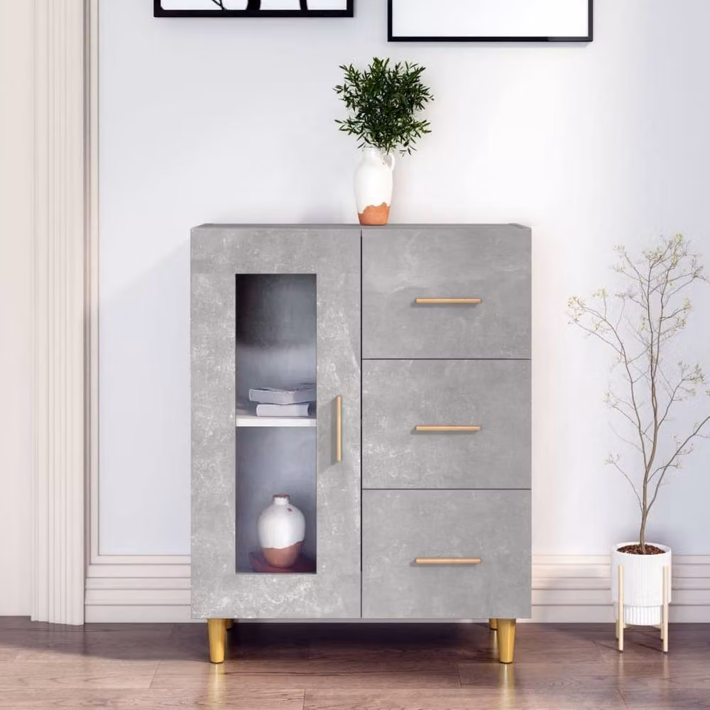 Berkfield Home Sideboard in Concrete Grey, W/D/H: 69.5 x 34 x 90 cm – 2