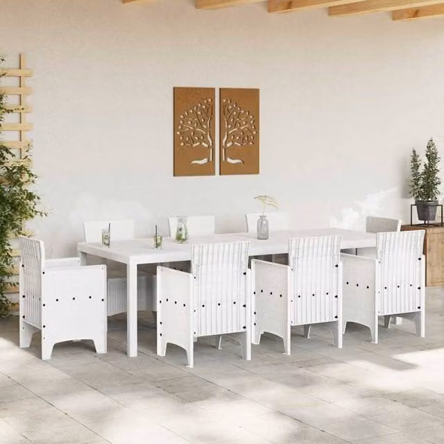 Berkfield Home White Poly Rattan Extendable Garden Table, W: 250 cm, D: 100 cm, H: 73 cm – 1