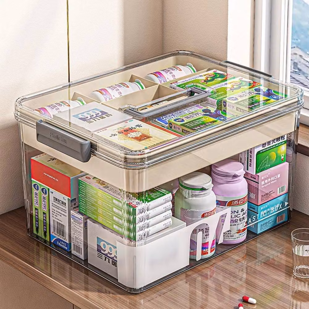 SPETLEK Portable Foldable Medicine Storage Box in Transparent Plastic with Handles – 2