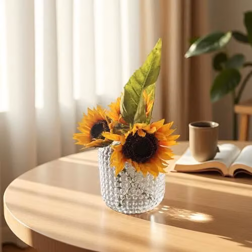 Simpa Modern Round Dotted Glass Tabletop Vase in Transparent – 6