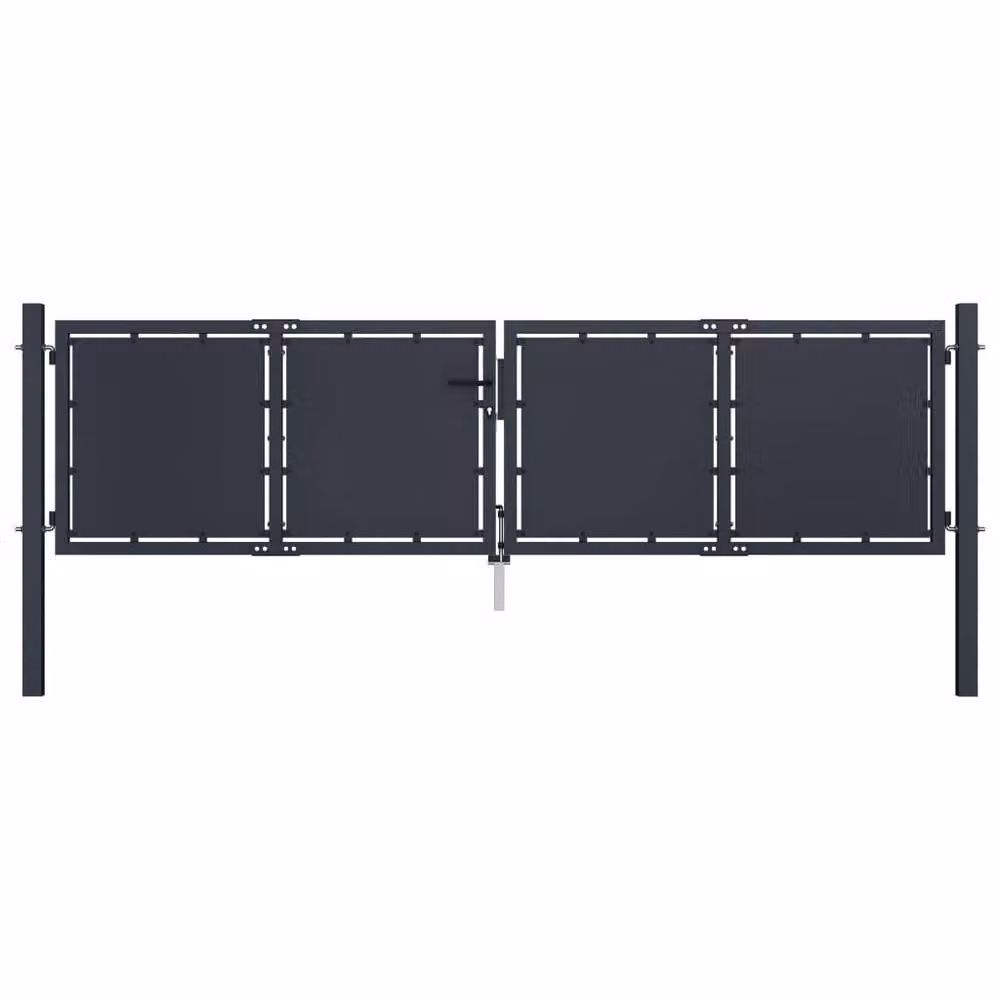 Berkfield Home Sturdy Steel Garden Gate in Anthracite Grey, W: 300 cm, H: 75 cm – 2
