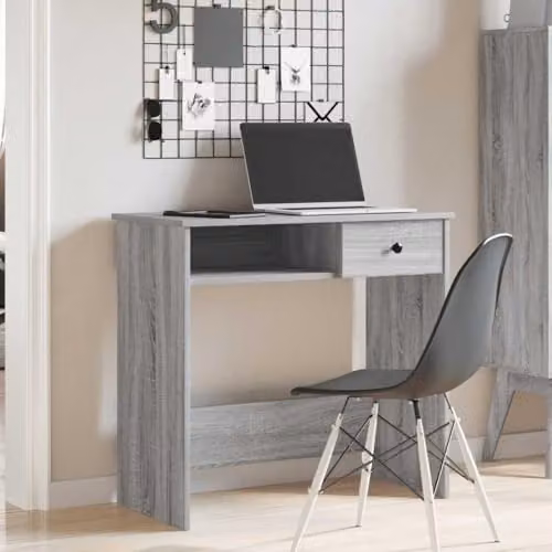 vidaXL Modern Writing Desk in Grey Sonoma, W/D/H: 80 x 40 x 75 cm – 2