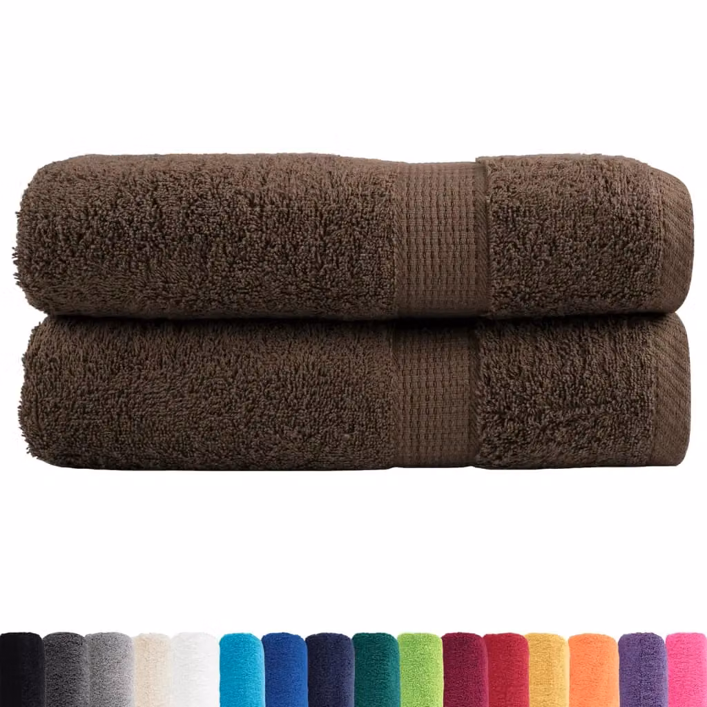Berkfield Home SOLUND Premium Cotton Terry Shower Towels, 2 Pack, Brown, W: 70 cm, L: 140 cm, 600gsm – 2