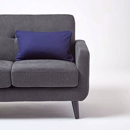 Homescapes Plain Navy Blue Cotton Rectangular Cushion Cover W/H: 30 x 50 cm – 4