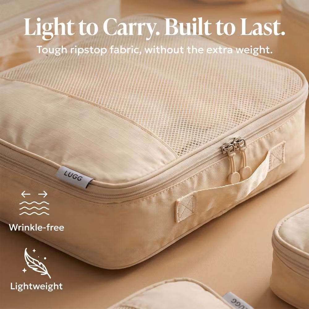 Lugg 8 Piece Compression Packing Cube Suitcase Organiser Set in Beige – 3