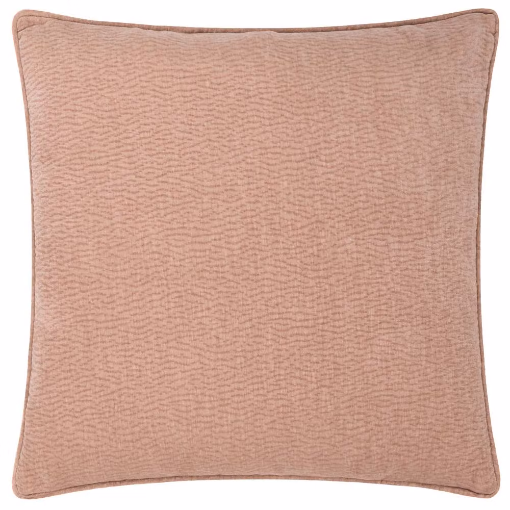 Yard Heath Washed Velvet Textured Square Cushion in Coral Pink, W/D/H: 50 x 50 x 50 cm – 2