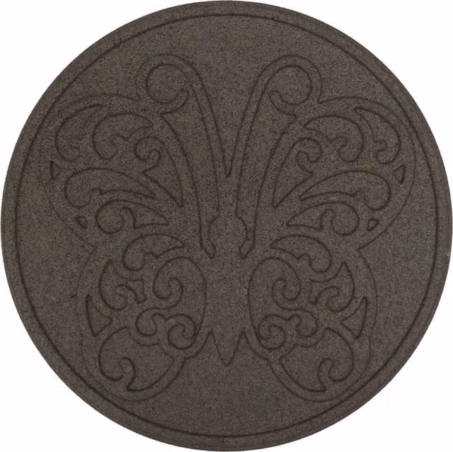 Nicoman Abstract Round Butterfly Stepping Stones in Brown, Set of 4