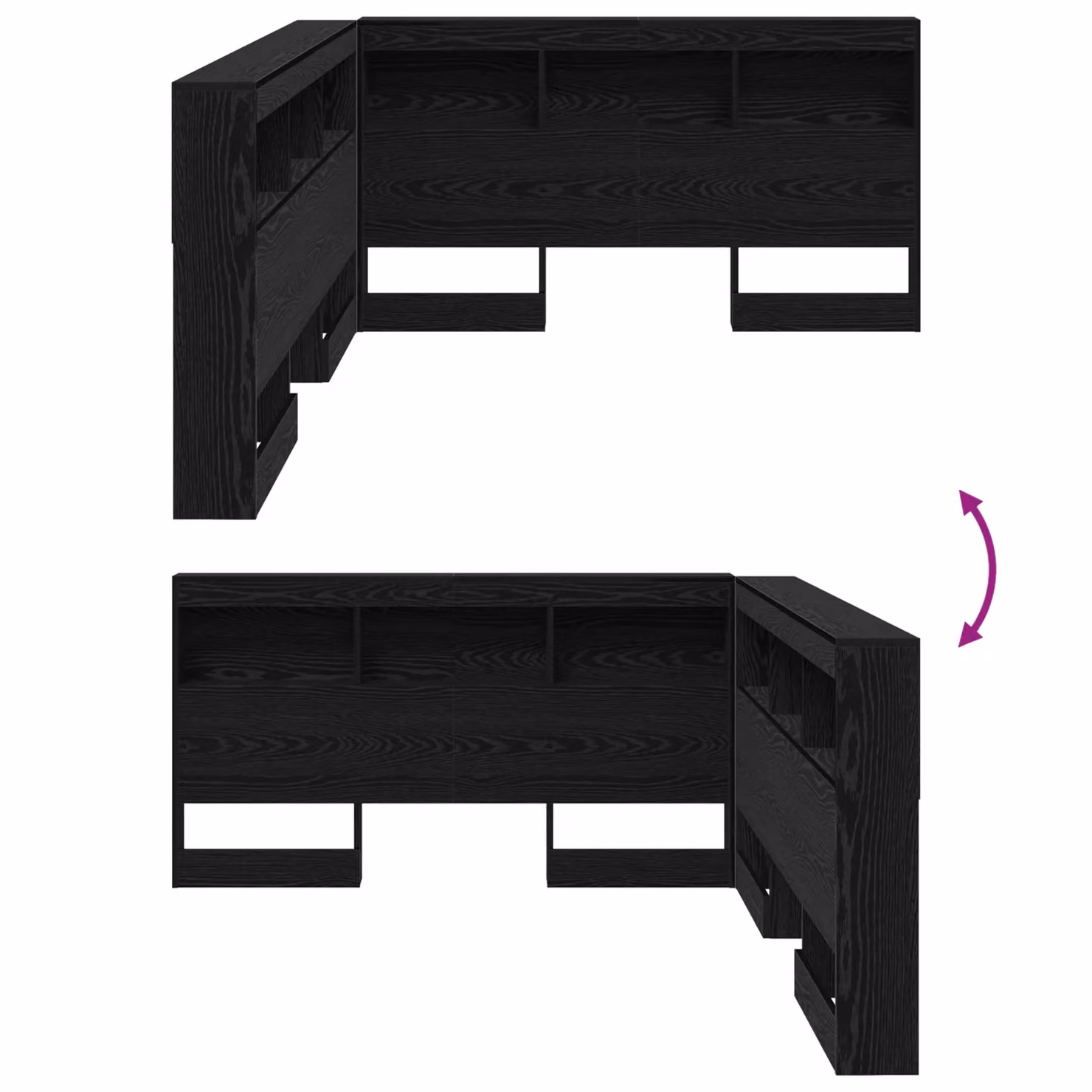 Berkfield Home Storage Headboard with Integrated Shelf, Black Oak, 160 cm – 6