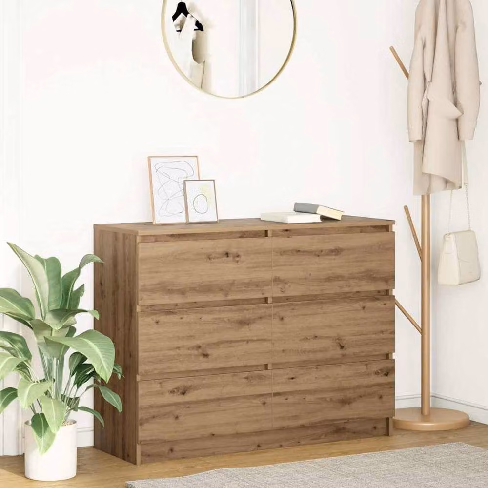 Berkfield Home Artisan Oak Sideboard in Brown, W/D/H: 100 x 35 x 76 cm – 2