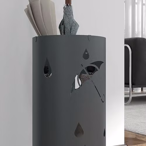 HOMCOM Metal Umbrella Stand with Removable Tray in Grey – 7
