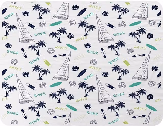 Benjamin Tate Design Waves Rider Fleece Blanket in Blue and Beige, W/D/H: 120 x 150 cm – 2