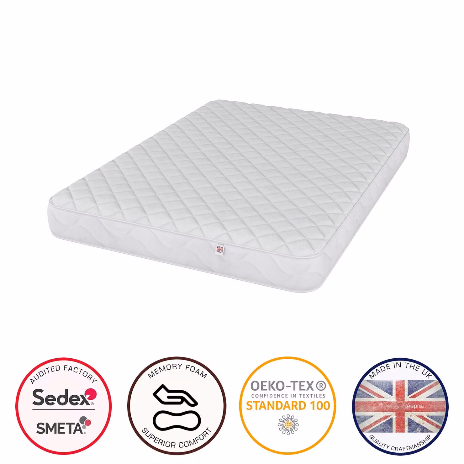 Aspire Kids Memory Foam Hybrid Mattress in White, W/D/H: 140 x 200 cm – 2