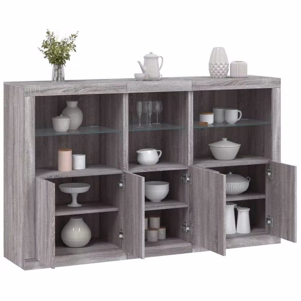 Berkfield Home Modern Sideboard with Integrated LED Lights in Grey Sonoma, W: 162 cm, D: 37 cm, H: 100 cm – 2