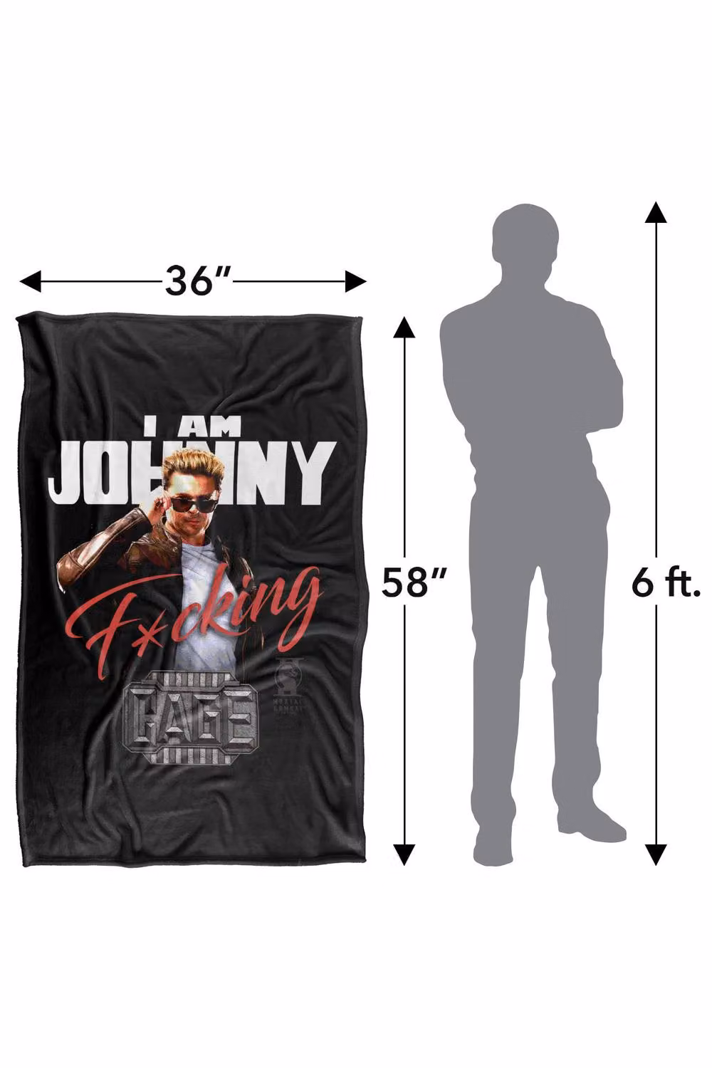 Warner Bros. Mortal Kombat 2 I Am Johnny Cage Super Soft Fluffy Polyester Throw Blanket, Multicolour and Black, Large – 3