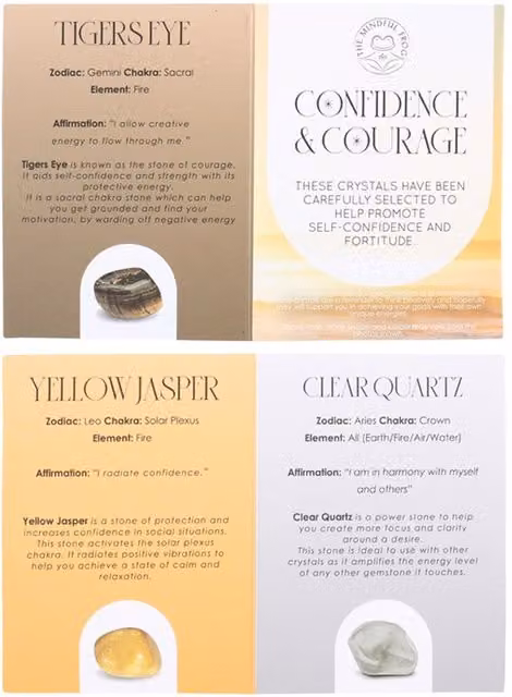 KDMK Confidence and Courage Healing Crystal Stone Set in Multicolour and Yellow