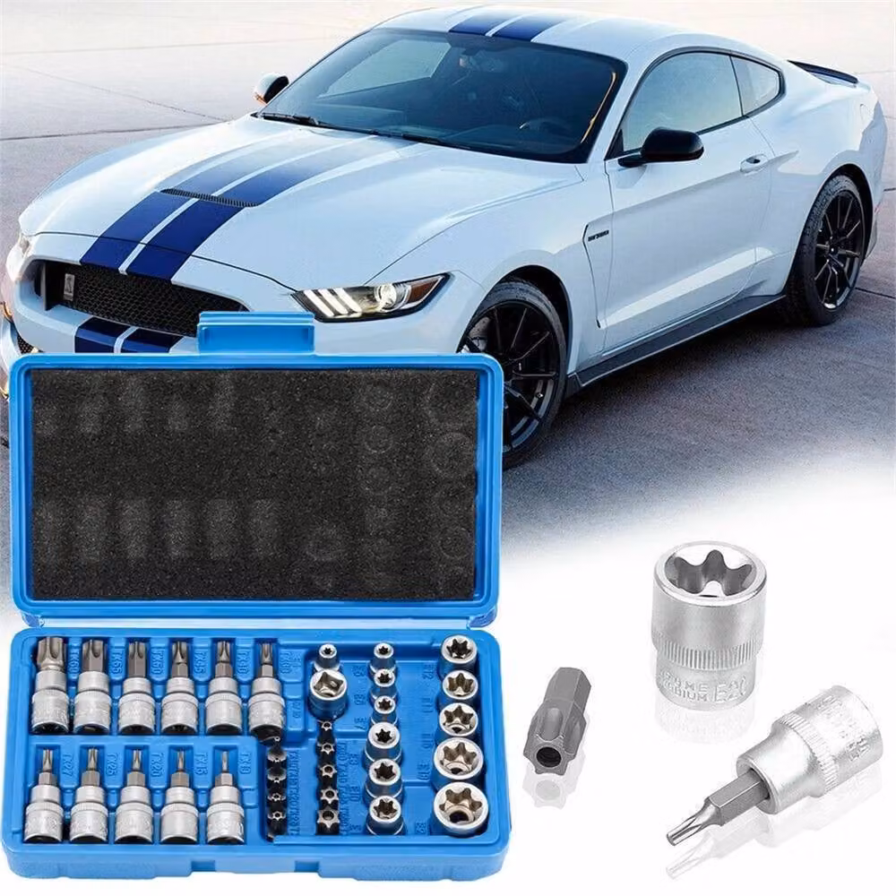Nordara 34-Piece Torx Star Socket Bit Set with Case, Blue, Chrome Vanadium Steel – 4