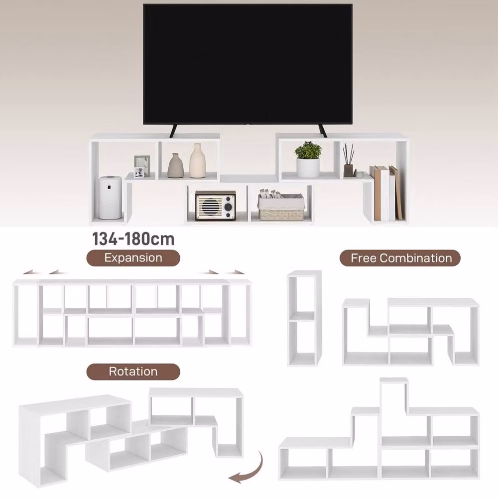 Homcom EONLION White Wood Grain TV Stand with Storage Shelves, Width: 100 cm – 3