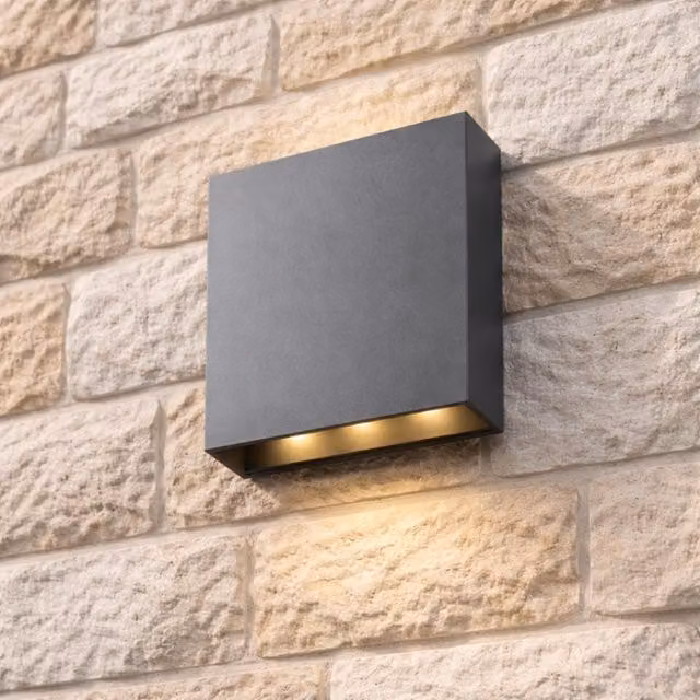 CGC Lighting Sian Modern Rectangular Outdoor LED Wall Light in Grey