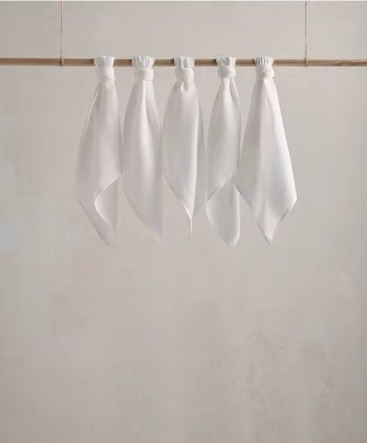 Mamas & Papas White Muslin Squares 5 Pack