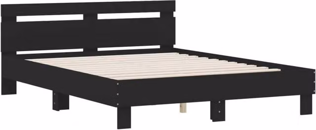 Berkfield Home Durable Engineered Wood Bed Frame in Black, W: 140 cm, L: 200 cm – 1
