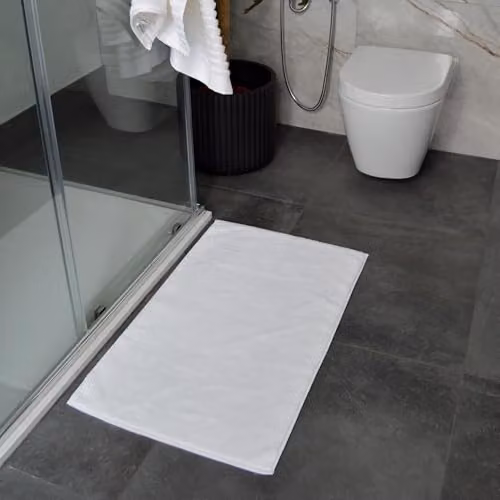 Misona Organic Cotton Luxury Reversible Towelling Bath Mat, White, W: 80 cm, D: 50 cm – 2