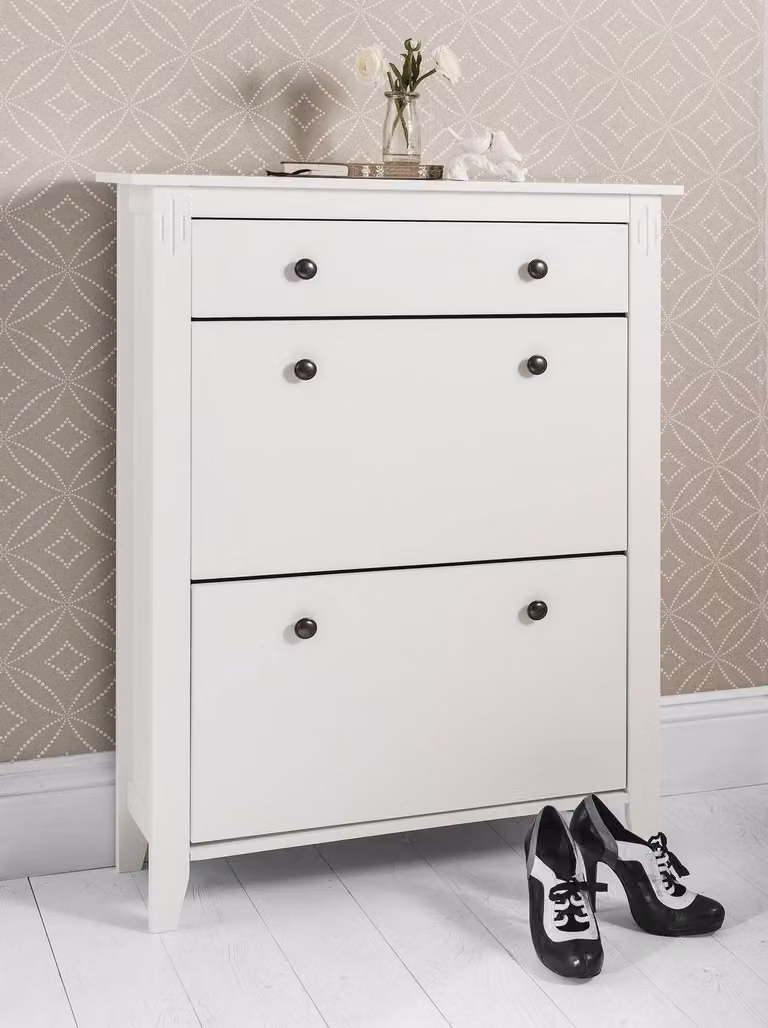 Nöa and Nani Cotswold White Shoe Storage Unit with Hinged Doors and Internal Drawers