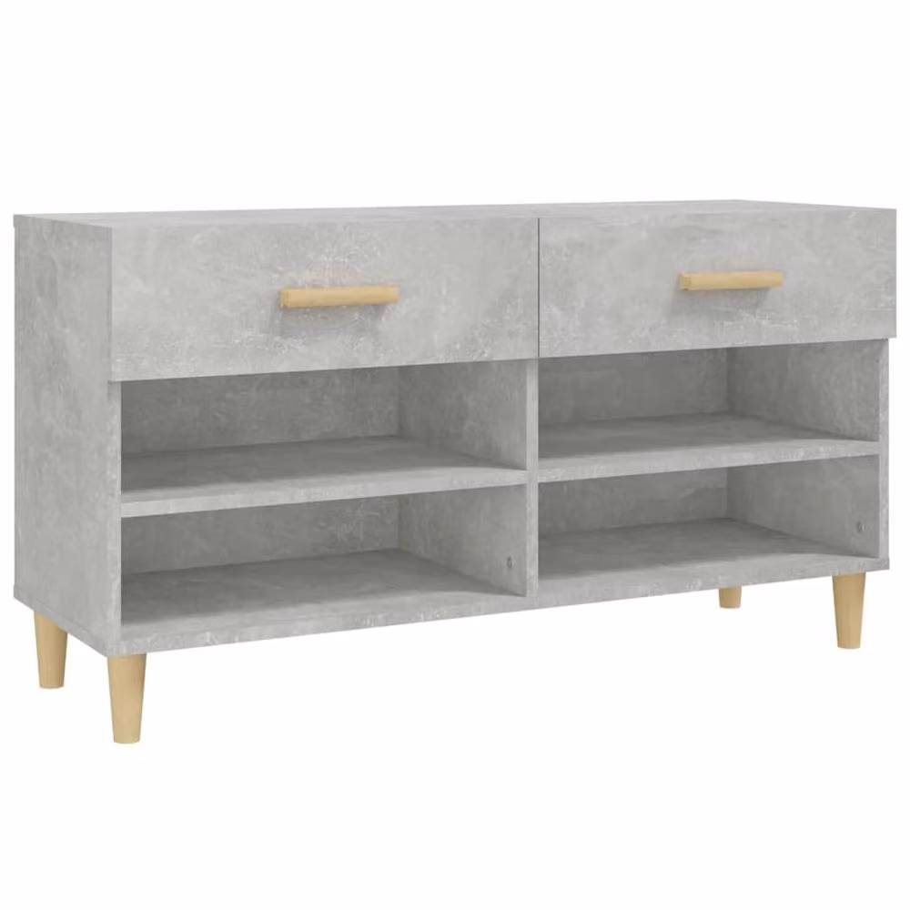 Berkfield Home Shoe Cabinet in Concrete Grey, W/D/H: 102 x 35 x 55 cm – 2